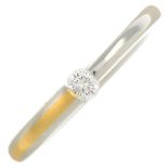 A platinum brilliant-cut diamond single-stone ring.Diamond weight 0.15ct,