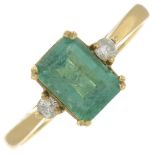 An 18ct gold emerald and brilliant-cut diamond ring.Hallmarks for Edinburgh, 2001.Ring size N.