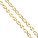 An 18ct gold fancy-link bi-colour necklace.