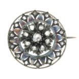 A late 19th century silver and gold, rose-cut diamond floral cluster brooch.French assay marks.
