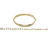 9ct gold bangle, hallmarks for Birmingham, 1980, inner diameter 6.2cms, 9.3gms.