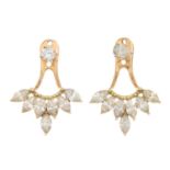 A pair of 18ct gold vari-cut diamond earrings with removable drops.Estimated total diamond weight