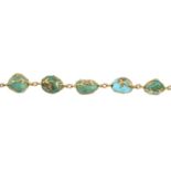 A turquoise bracelet.Stamped 9ct.
