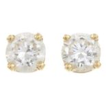 A pair of brilliant-cut diamond earrings.Estimated total diamond weight 0.50ct,