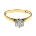 An 18ct gold diamond single-stone ring.Estimated diamond weight 0.50ct, J-K colour, P1 clarity.