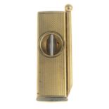A mid 20th century 9ct gold cigar cutter.Hallmarks for Birmingham, 1963.Length 5.9cms.
