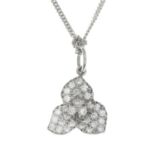 A diamond 'Rose' pendant, by Piaget, with non-designer 18ct gold chain.