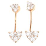 A pair of brilliant-cut diamond earrings with removable drops.Estimated total diamond weight
