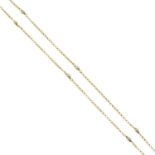 An 18ct gold necklace, with seed pearl spacers.Hallmarks for 18ct gold.