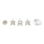 A selection of jewellery components.Components to include three stud earring mounts,