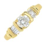 An 18ct gold diamond ring.Estimated total diamond weight 0.50ct,