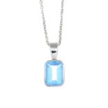 A blue topaz pendant, with 9ct gold chain.Chain with hallmarks for 9ct gold.