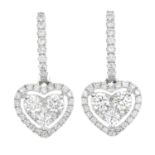 A pair of 18ct gold brilliant-cut diamond earrings.Total diamond weight 0.88ct,