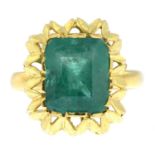 An emerald dress ring.Ring size O.