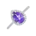 An 18ct gold amethyst and brilliant-cut diamond ring.Amethyst calculated weight 1.12cts,
