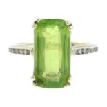 9ct gold peridot and diamond dress ring,