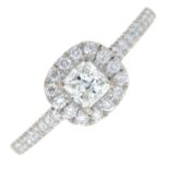 An 18ct gold diamond cluster ring.Principal diamond estimated weight 0.30ct,