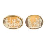 Two late 19th century gold shell cameo brooches.
