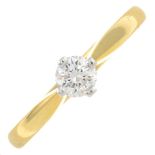 A brilliant-cut diamond single-stone ring.Estimated diamond weight 0.30ct,