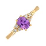 An 18ct gold pink sapphire and brilliant-cut diamond ring.Hallmarks for Edinburgh,