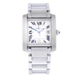 CARTIER - a gentleman's Tank Francaise bracelet watch.