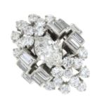 A vari-cut diamond dress ring.Estimated total diamond weight 2.60cts,