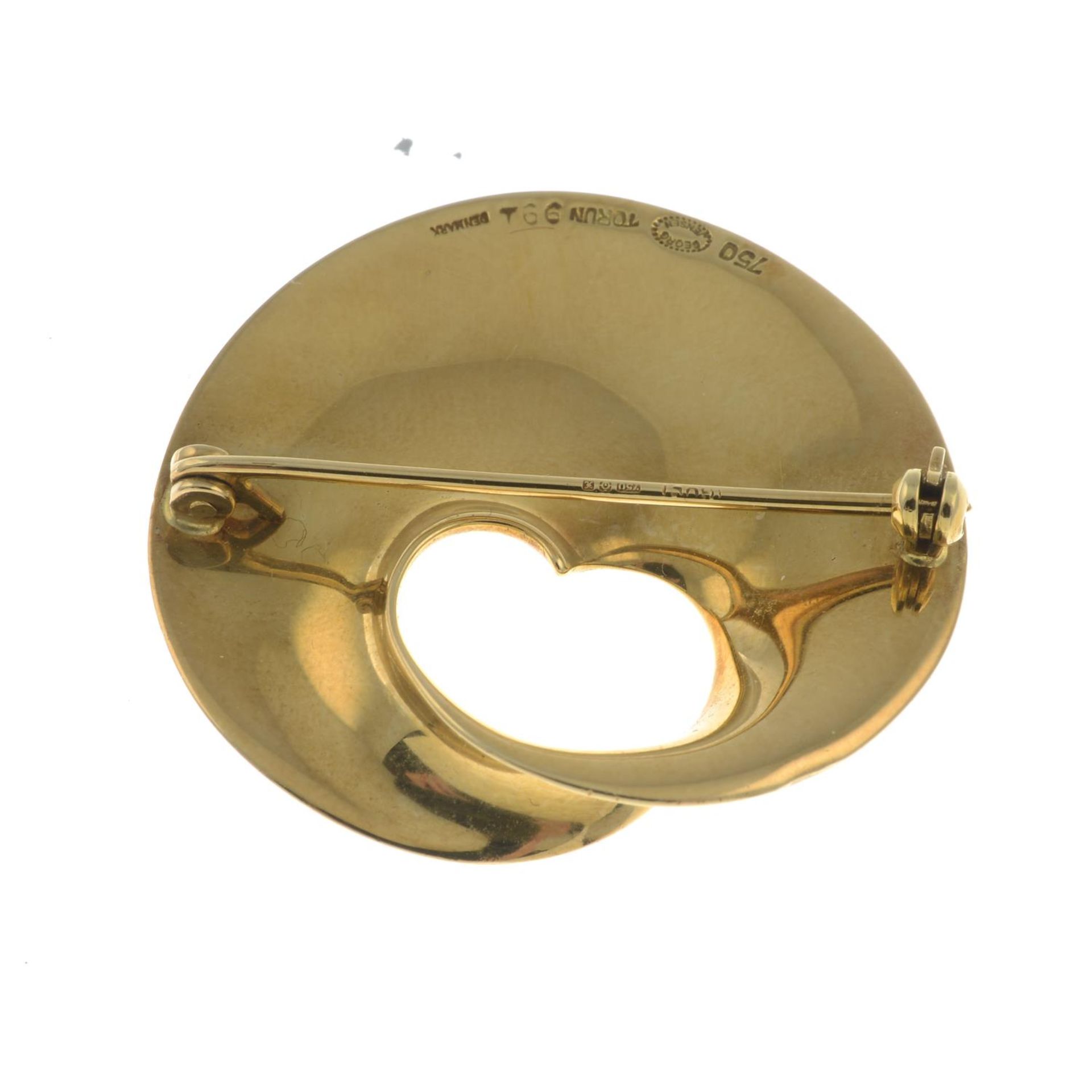 An 18ct gold 'hidden heart' brooch, by Georg Jensen.Makers marks for Georg Jenson. - Image 2 of 2