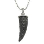 An 18ct gold brilliant-cut diamond and black diamond 'Horn' pendant,