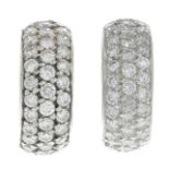 A pair of platinum brilliant-cut diamond earrings.Estimated total diamond weight 1.45cts,