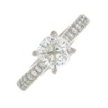 An 18ct gold cushion-shape diamond ring,