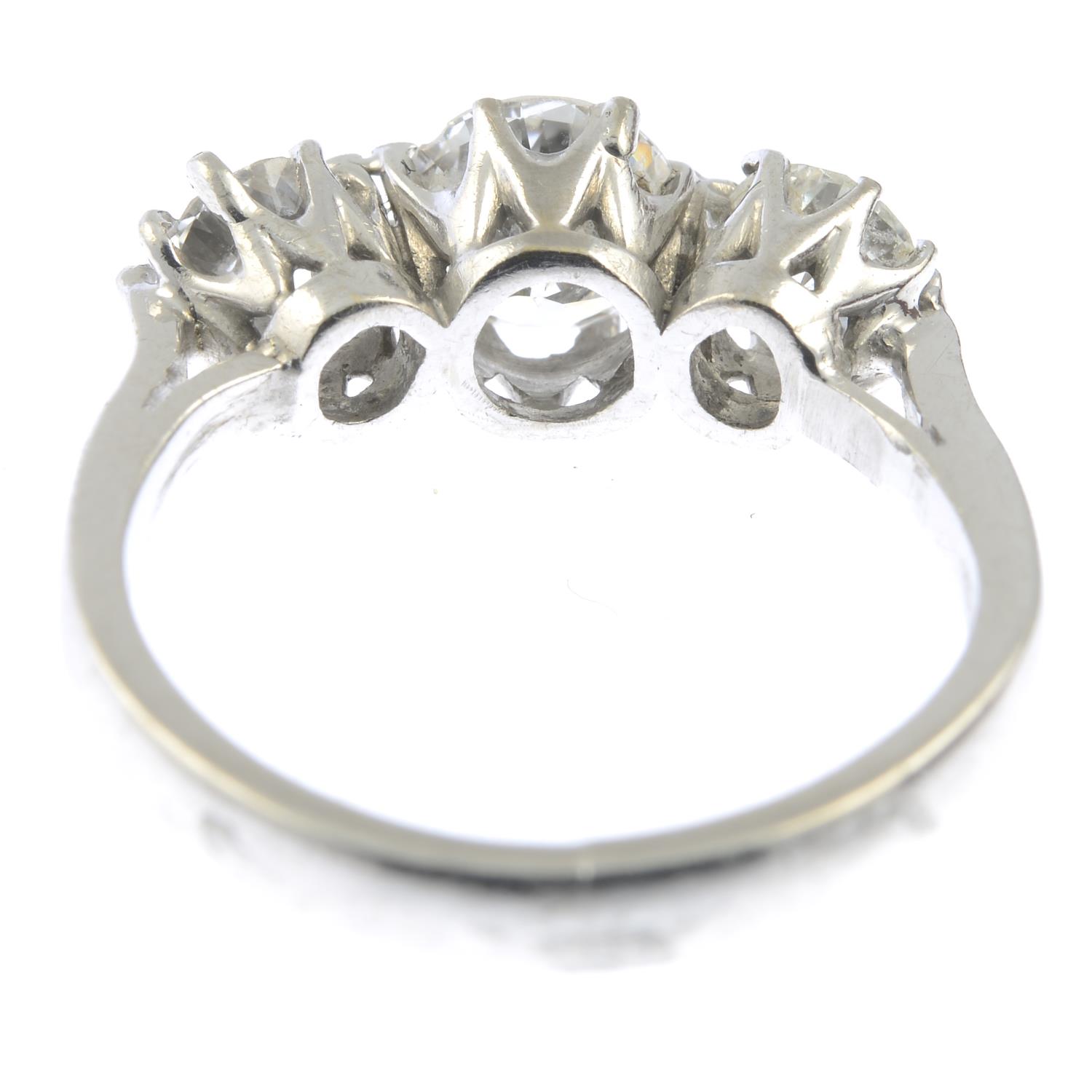 A brilliant-cut diamond three-stone ring.Estimated total diamond weight 1.35cts, - Image 3 of 3