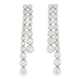 A pair of graduated brilliant-cut diamond articulated earrings.Estimated total diamond weight