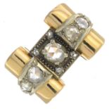 A 1940s gold rose-cut diamond ring.Ring size K.