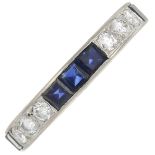 A mid 20th century 18ct gold sapphire and brilliant-cut diamond full eternity ring,