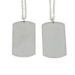 A pair of 18ct gold brilliant-cut diamond 'dog tags',