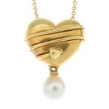 A cultured pearl 'Cupid's Arrow' pendant,
