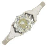 An old-cut diamond single-stone ring.