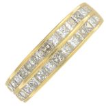 An 18ct gold square-shape diamond two-row ring.Total diamond weight 1.17cts,