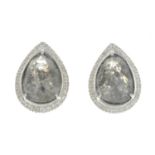 A pair of 18ct gold pear-shape diamond and pave-set diamond cluster earrings.