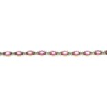 A pink tourmaline and diamond floral bracelet.