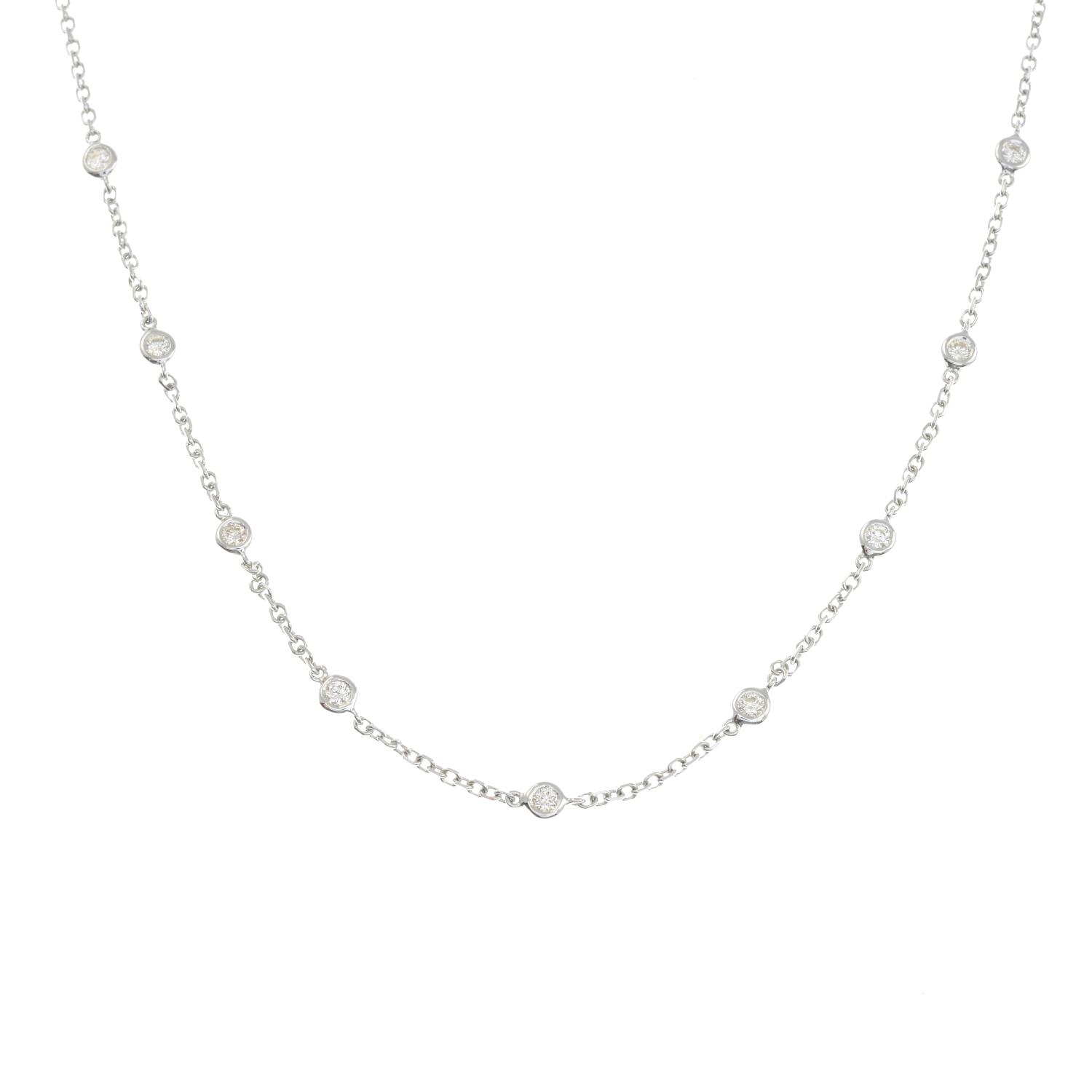 An 18ct gold brilliant-cut diamond necklace.Estimated total diamond weight 1ct,