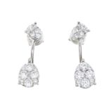 A pair of pave-set diamond pear-shape earrings,