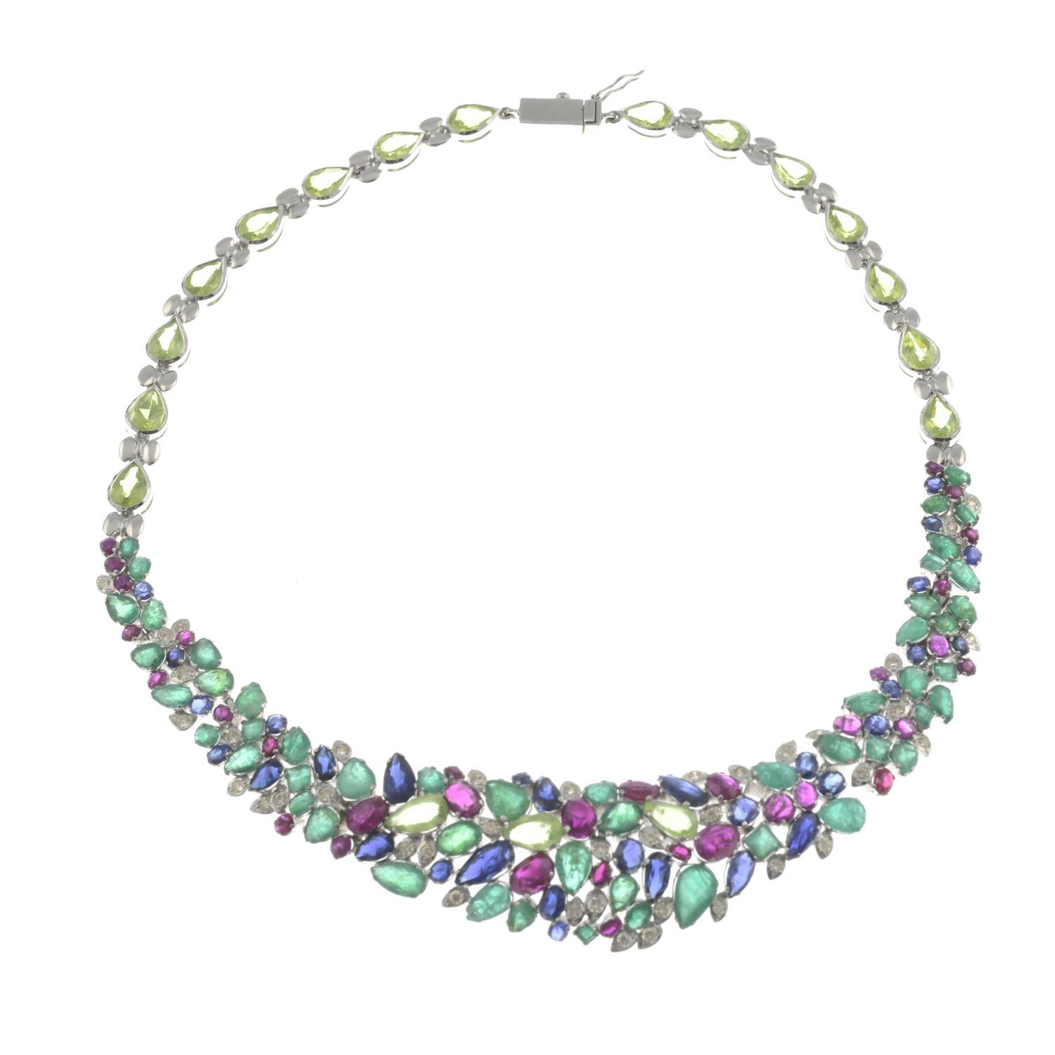 A brilliant-cut diamond and gem-set necklace.Gems to include ruby, - Image 2 of 2