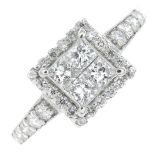 A vari-shape diamond cluster ring.Estimated total diamond weight 0.80ct,