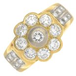 A brilliant-cut diamond floral cluster ring.Estimated total diamond weight 1.20cts,