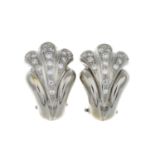 A pair of brilliant-cut diamond stylised fan earrings.Estimated total diamond weight 0.65ct.Stamped