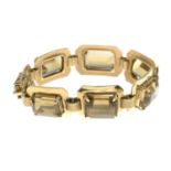 A citrine bracelet.Stamped 585.Length 18.5cms.