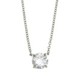 A platinum brilliant-cut diamond single-stone necklace.Diamond laser inscribed GIA5192638549,