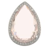 An 18ct gold morganite and brilliant-cut diamond cluster pendant.Morganite weight 19.71cts.Total