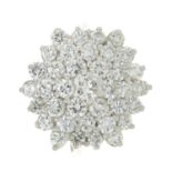 An 18ct gold brilliant-cut diamond cluster ring.Estimated total diamond weight 3.75 to 4cts,